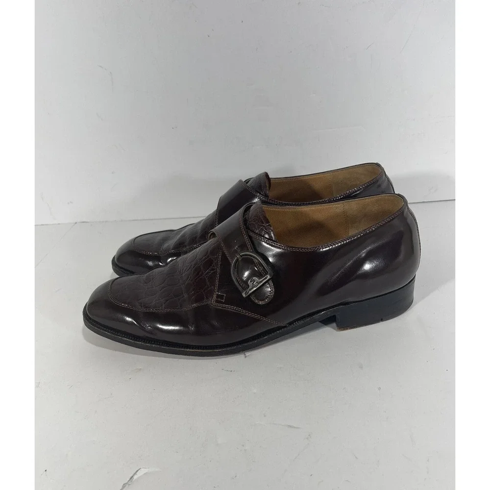 Emilio Bianco Buenos Aires Men Dark Brown Leather Monk Strap Shoe Argentina 10.5